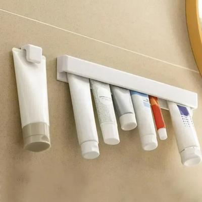 Wall Mount Toothpaste Holder Bathroom Space-Saving Facial Cleanser Storage Clip Long and Short Toothpaste Rack