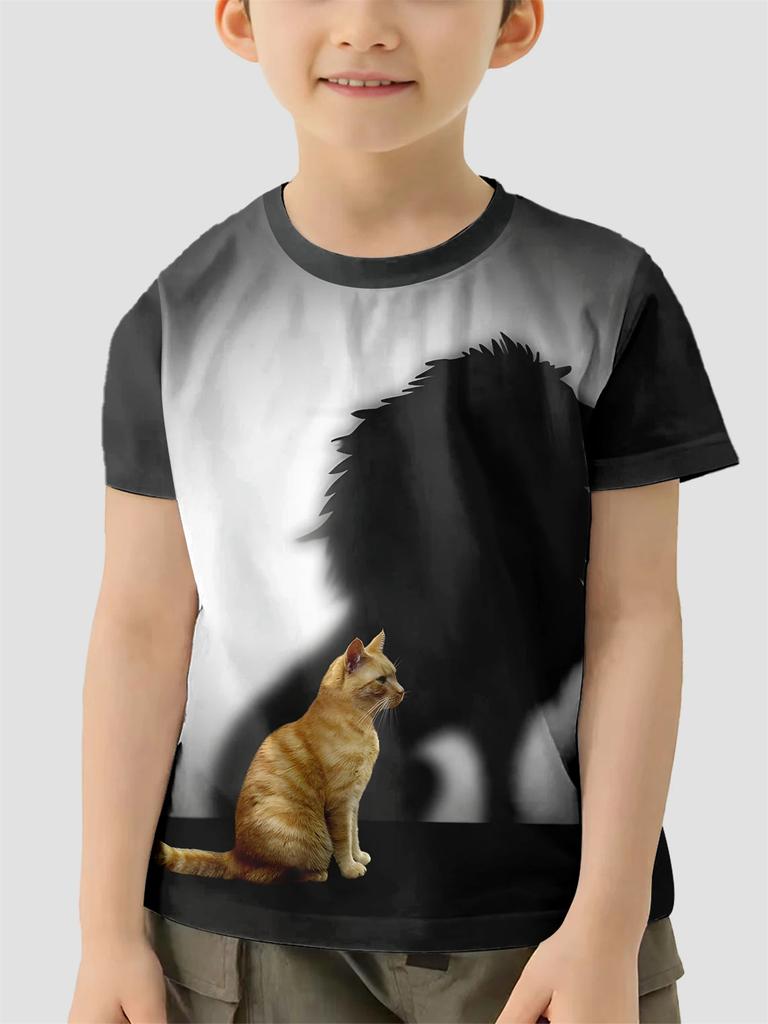 Children Clothes Girl Boys Tshirt Short Sleeve Child T Shirt Kids Summer Clothes 3D Cat Print Cartoon Casual Children's Clothing