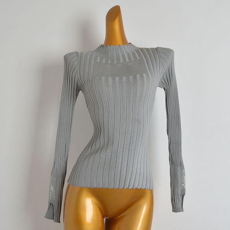 French Style Half Turtleneck Pullover Rhinestone Long Sleeves Bottoming Shirt Women's Clothing Spring & Fall New Arrival Silm Slimming Sweater Tops