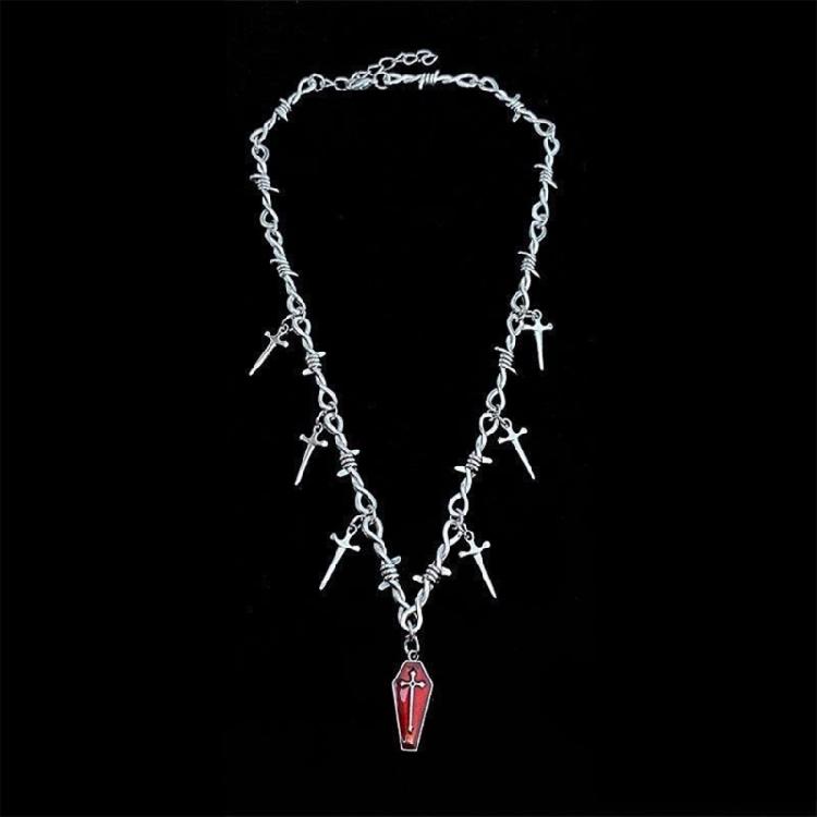 Fashionable Gothic Inspired Crucifix Pendant Necklace with Alloy Chain Vintage Jewelry Accessory Unisex Accessories