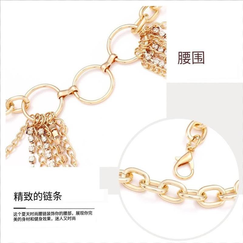 Accessories Temperament Fashion Metal Multi-layer Tassel Waist Chain Female Spice Girl Sexy Rhinestone Accessories Body Chain