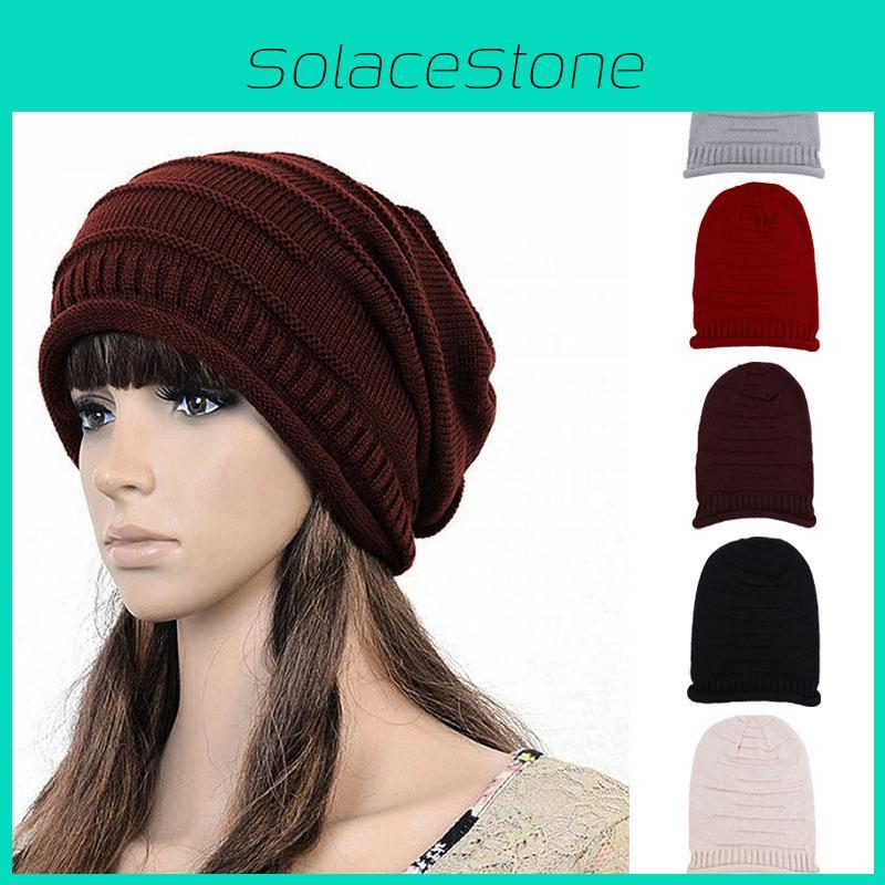 Cozy Soft Warm Winter Knitted Slouch Oversize Long Fashion Beanie Hat For Ladies