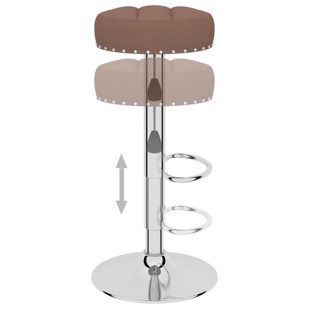 Bar Stool Set of 2 Brown Fabric