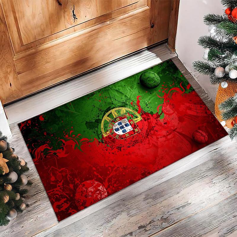 Portugal national football team Printed Flannel Area Rug Non Slip Soft Polyester Floor Carpet Indoor Decor Mat for Bedroom Living Room Sofa