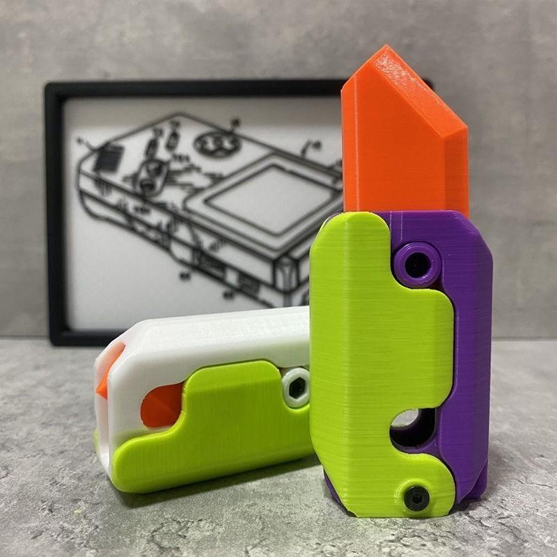 2Pcs 3D Printing Gravity Cub Jumping Small Radish Knife Mini Model Student Prize Pendant Decompression Toy For Children Gift