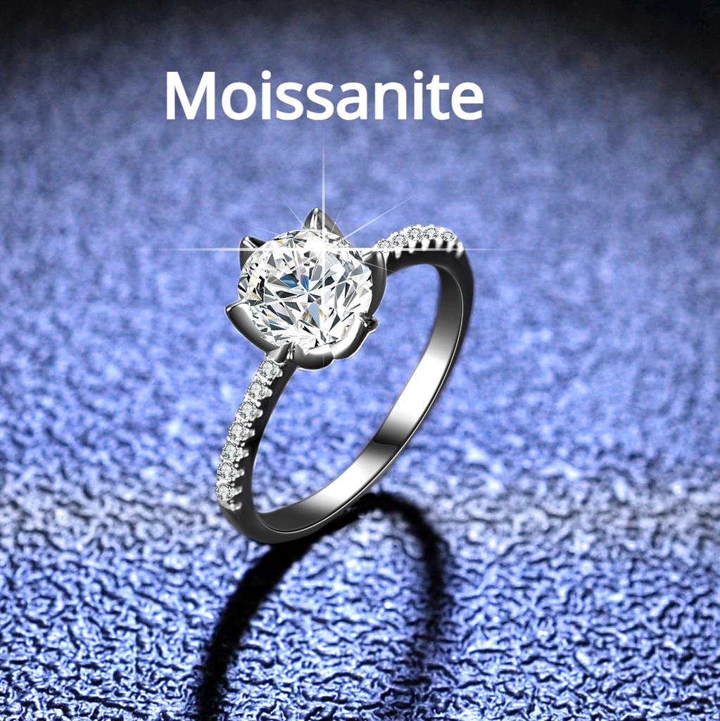 Inel din argint S925 moissanite frunze de arțar cu șase gheare inel feminin inel de modă clasic de logodnă inel de nuntă cadou pentru prietenă