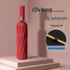 24-Rib Automatic Folding Umbrella: Men's Sun & Rain Protection with High-End Feel In Black