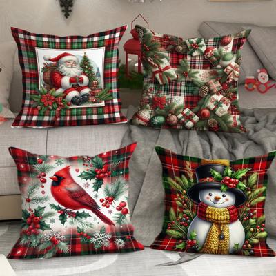 Neue Weihnachtskissenbezug Weihnachtsmann Cartoon Polyester Bedruckt Zuhause Feiertagsdekoration Kissenbezug