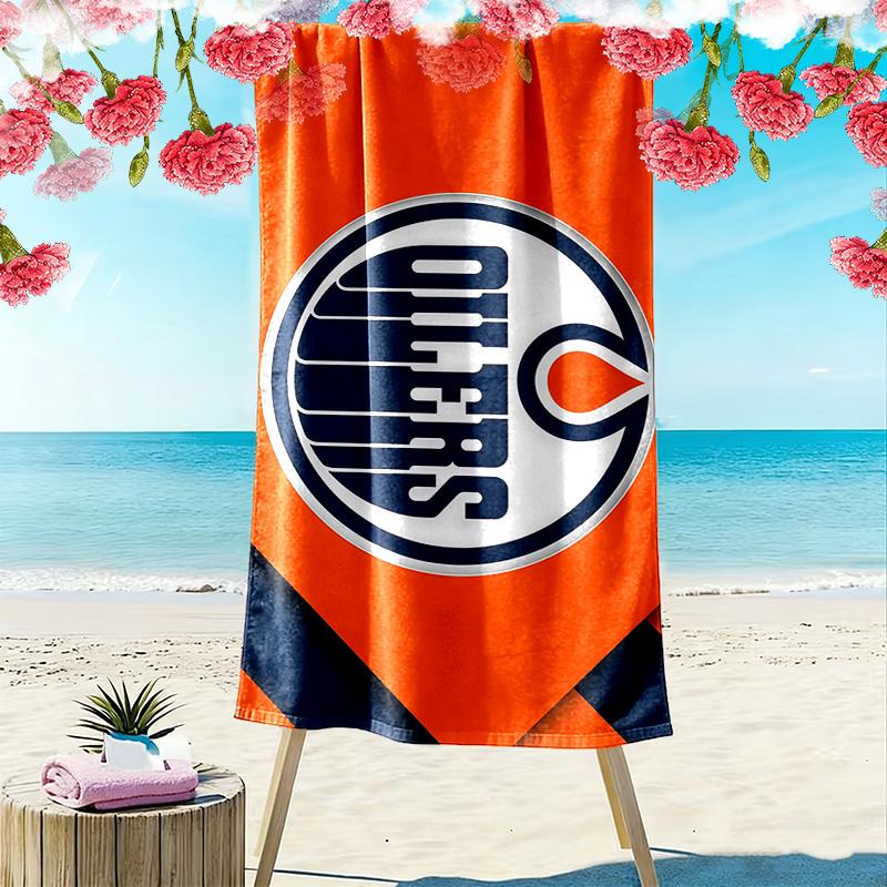 Edmonton Oilers Print Beach Towel, Large Soft Quick Dry Towel for Beach Camping Swimming