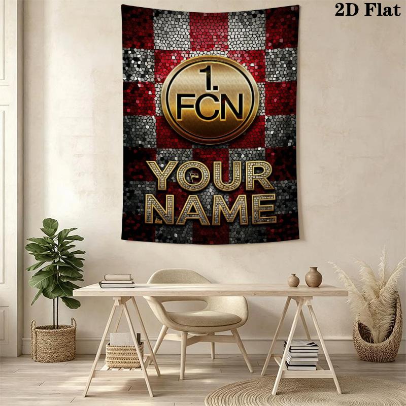 Name Custom 1.FC Nürnberg Logo Wall Tapestry Aesthetic Wall Hanging Printed Fabric Blanket Decorative Tapestries for Bedroom Living Room Home Decor