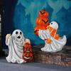 Halloween Ghostly Holding Black Cats Pumpkin Figurine Resins Miniature Sculpture Festives Living Room Table Shelf Decors