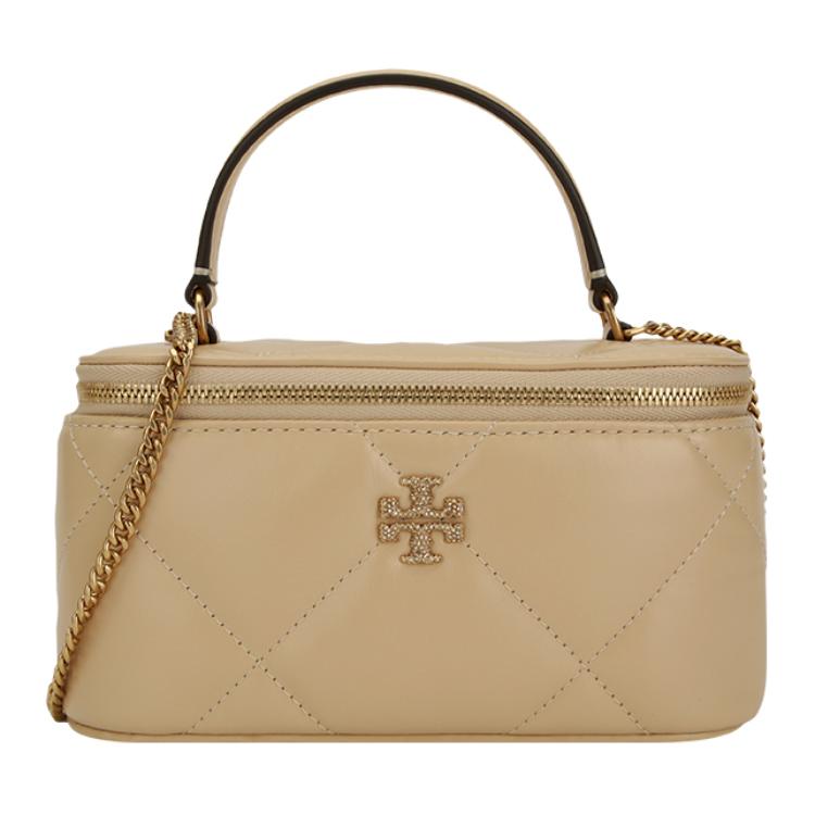 

Tory Burch Kira Сумка через плече на блискавці зі шкіри з золотим логотипом, прикрашена кристалами, для жінок Бежева 162145-700 Basic Set (Bag+Dust Bag)