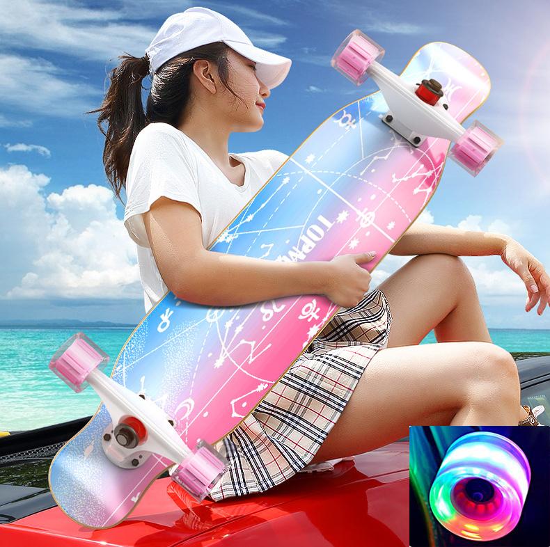 106MM Skateboard pro začátečníky Longboard Javor Flat-Plate Double Rocker Board Ocelové ložisko PU kolečka Dětské skateboardové prkno pro dospělé