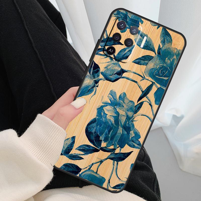 Tree Flower Bamboo Wood Case For Oppo A40 A60 A80 A5 Pro A15 A16 A17 A57 A77 A94 A74 A54 A76 A96 A18 A38 A58 A78 A98