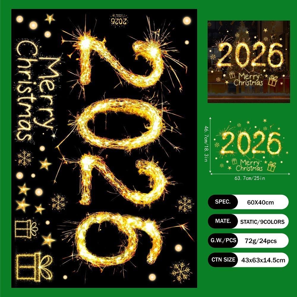 PVC Christmas Window Stickers Snow Designs Martian Designs Xmas Wall Sticker Botanical Designs Santa Claus Designs