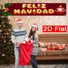Spanish Christmas Banner, Red & Golden Spanish Lettering Design, Durable Polyester Outdoor Porch Fence Garden Party No Electricity Decoration