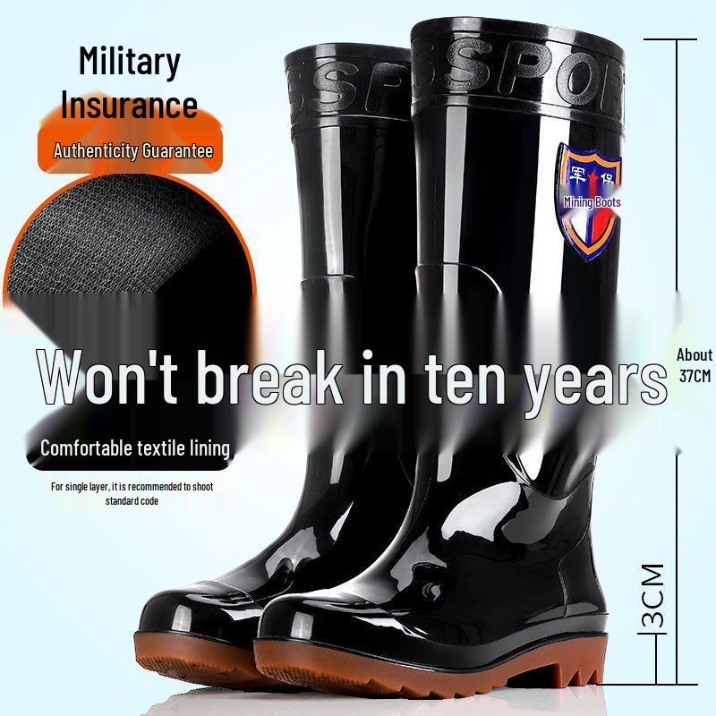 Men's High-Top Waterproof Non-Slip Work Boots with Rubber Sole