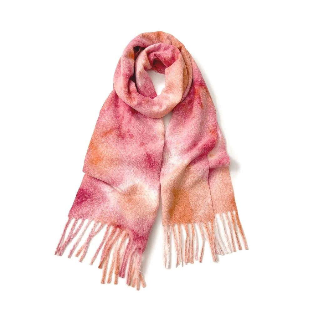 Boucle Knit Tie Dye Scarf Western Style Winter Neck Warmer Gradient Shawl Outdoor