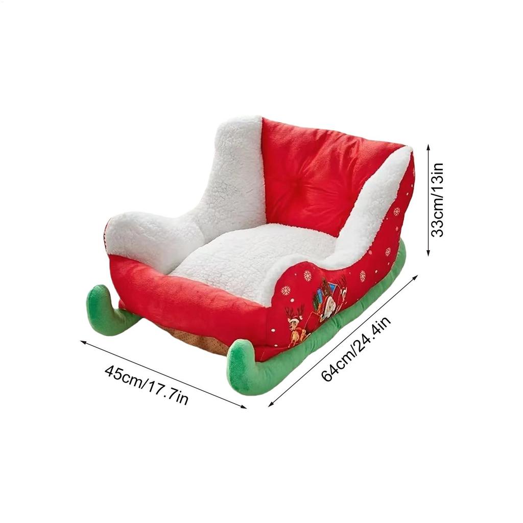 Christmas Washable Dog Sofa Bed Nest Dog Bed Sled Cat Hammock with Anti-slip bottom for Small Medium Cats Dogs Christmas Decor