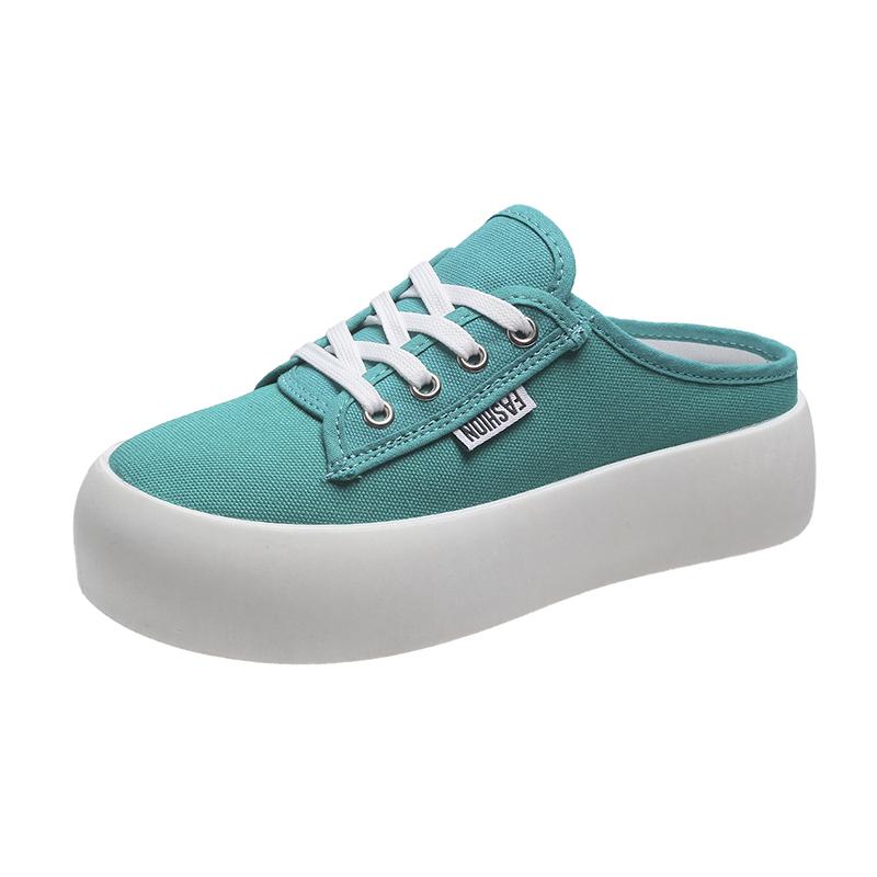 Versatile Canvas Lace-up Shoes Women Thick Soles Casual Sneakers Women Students' Heelless Breathable Lazy Women's Shoes