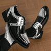 Luxury New Designer Men's Gold Silve Mixed Color Lace Up Fashion Patent Leather Shoes Formal Wedding Dress Homecoming Footwear