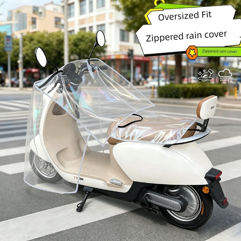 Electric Vehicle Rain Cover, Transparent Thickened Raincoat, Front Windshield, Sun Protection, Waterproof Poncho, Electric Bike Rain Cover