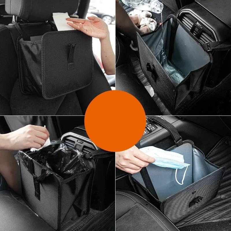 Folding Portable Multifunctional Seat Back Hanging Storage Bag Waterproof Car Trash Can