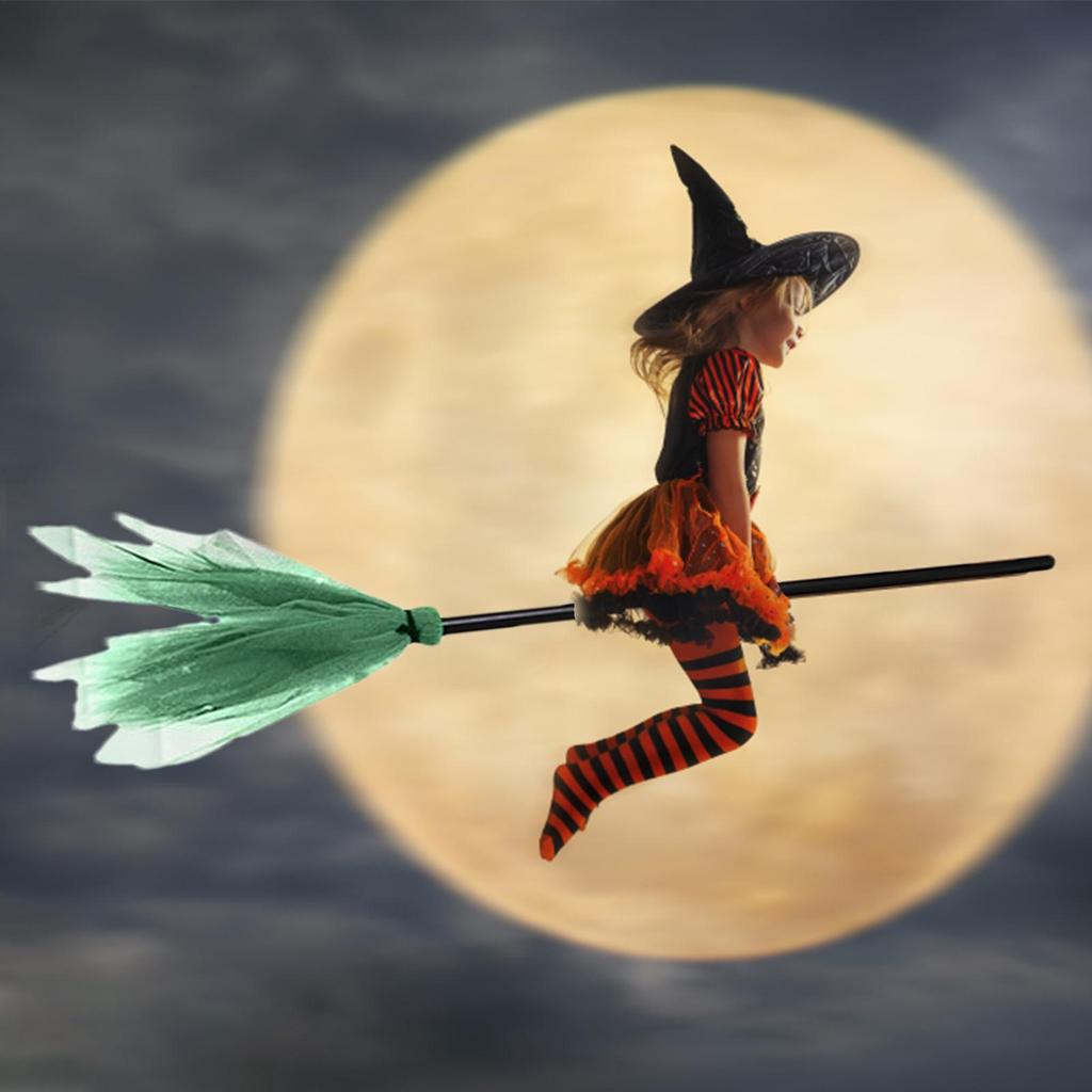Boys Girls Halloween Witch Broom Masquerade Cosplay Costume Accessories Props For Kids Halloween Party Decorations 89cm Length