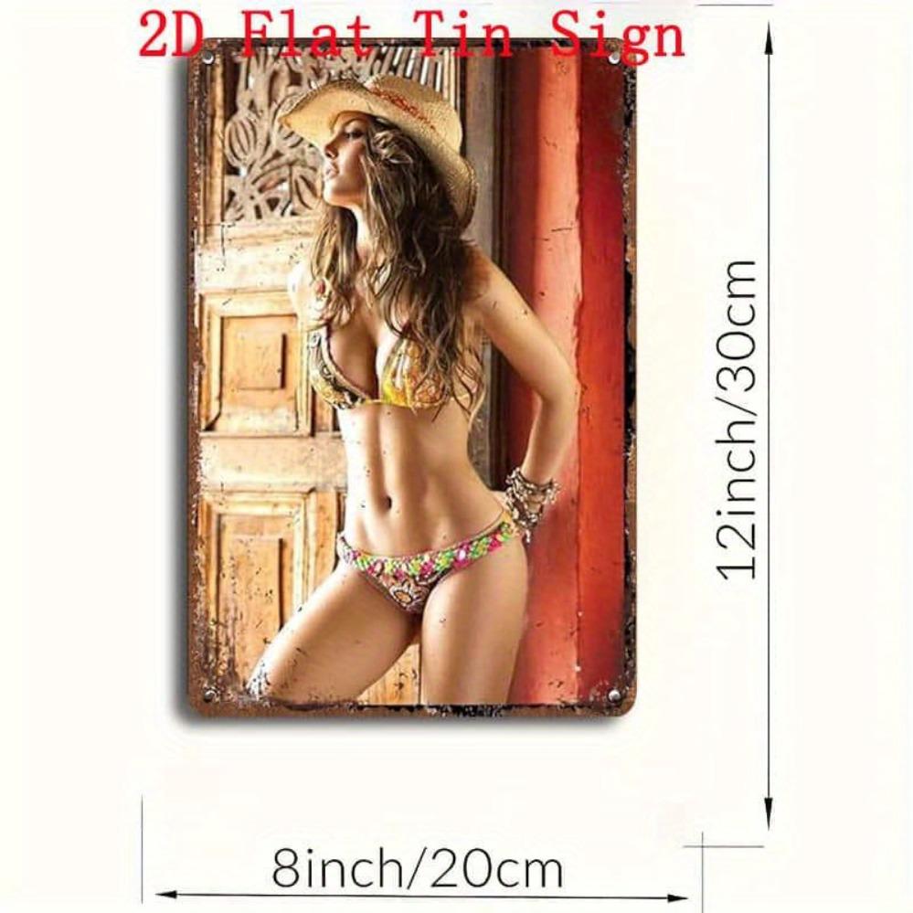 SUBAKBANDHA Sexy Metal Poster 8x12 Inch Retro Wall Art - Easy To Hang Decor For Home Bar Club Garage Man Cave Bathroom