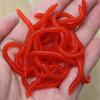 Lifelike Soft Red Worm Earthworm Fishing Lure 35mm Silicone Artificial Bait with Fishy Smell Shrimp Additive for Bass Carp