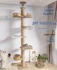 Space-Saving Solid Wood Cat Tree Tower: Climbing Frame, Bed, and Jumping Platform for Small Apartments