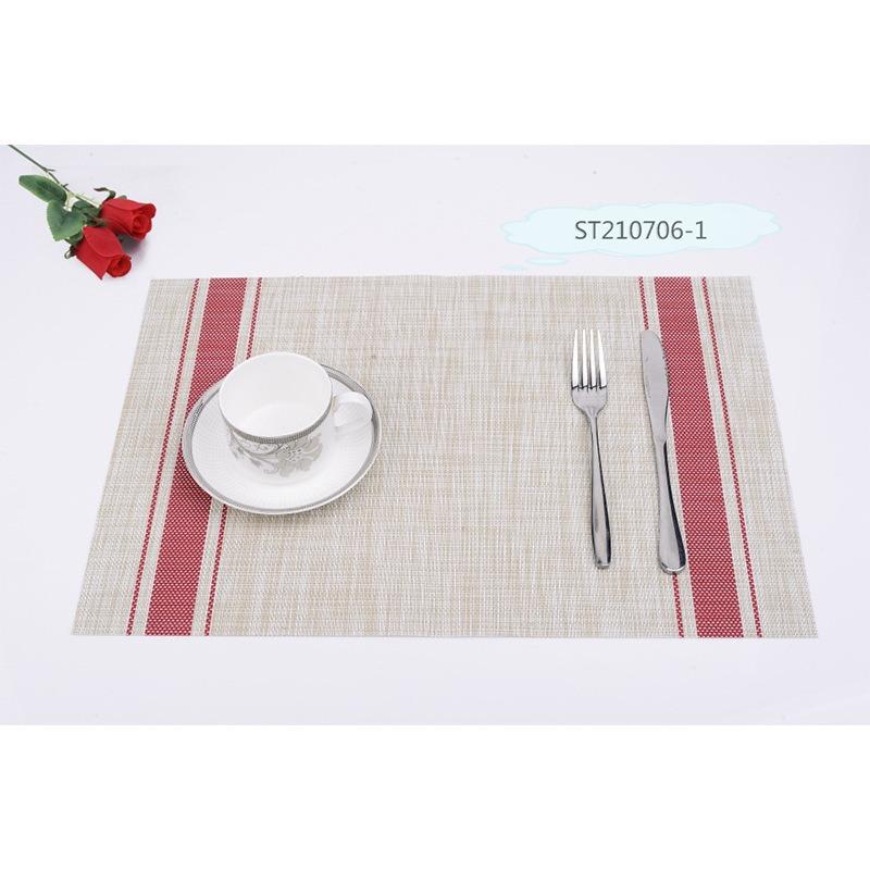 Pvc Placemat Linen Stripes Non-slip Easy To Clean Woven Insulation Mat Coaster Tablecloth Table Runner Insulation Tableware