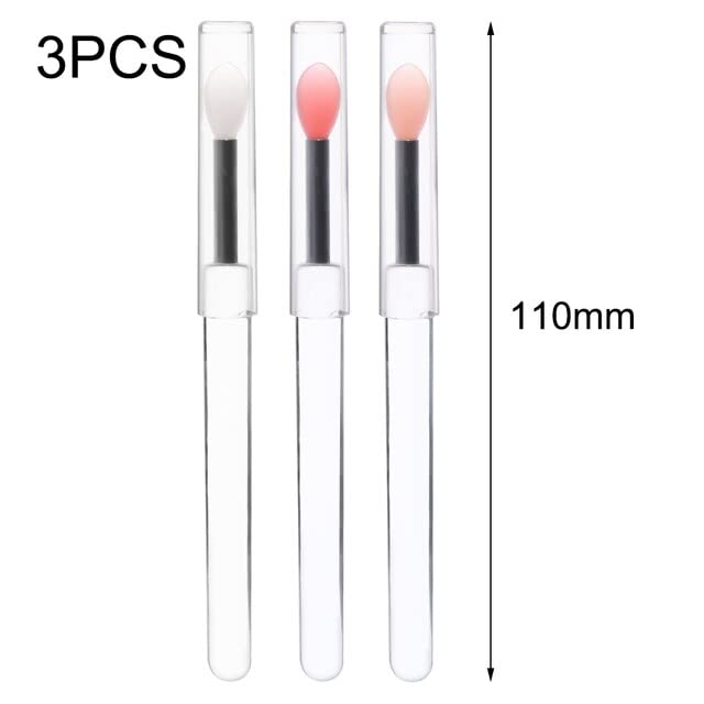 Soft Silicone Lipstick Brush 3-Piece Set: Lip Balm, Lipstick, Eyeshadow Brush, Makeup Brush - Multifunctional