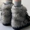 Fur Platform Women Ankle Boots Flats Warm Fashion Shoes Woman 2025 Trend Winter Designer New Brand Walking Cozy Punk Femme Botas