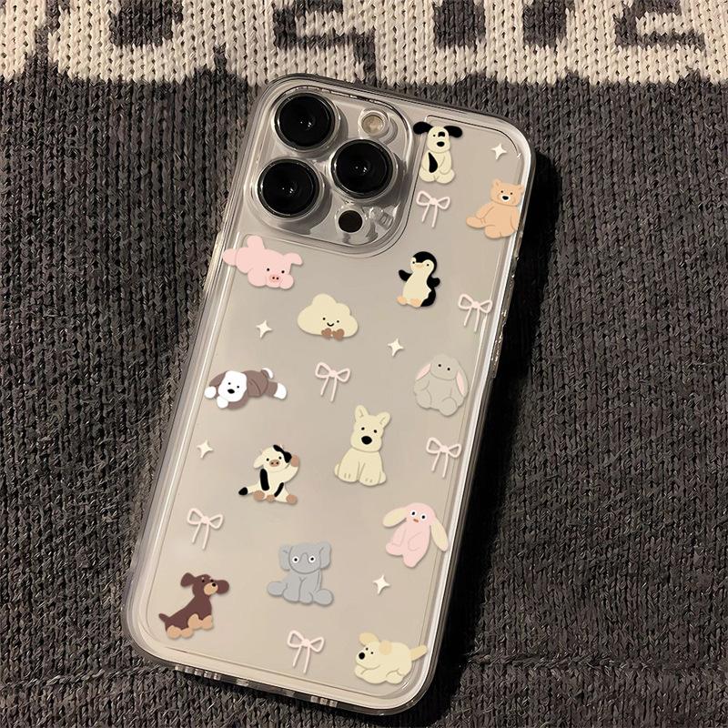 Cute Animal Graphic Phone Case For iPhone 17 16 15 11 12 14 13 Pro Max Mini X XS XR 7 Plus 16E Air Shockproof Soft Cover Fundas