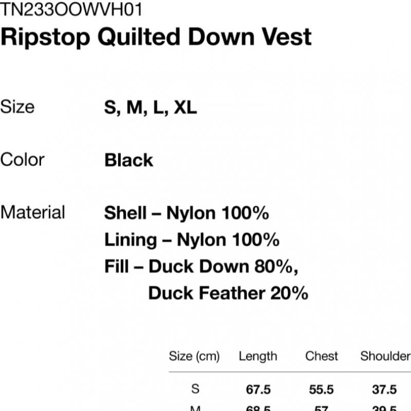 Thisisneverthat Ripstop Quilted Down Vest Black