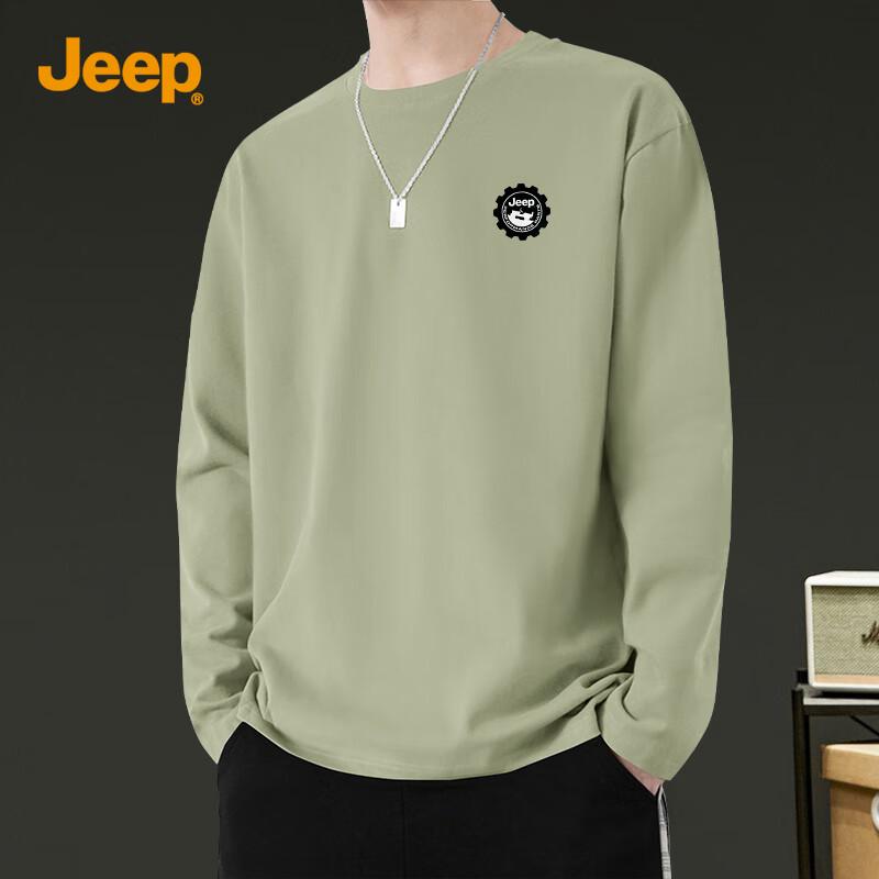 JEEP Men s Pure Cotton Long Sleeve Round Neck T-Shirt M