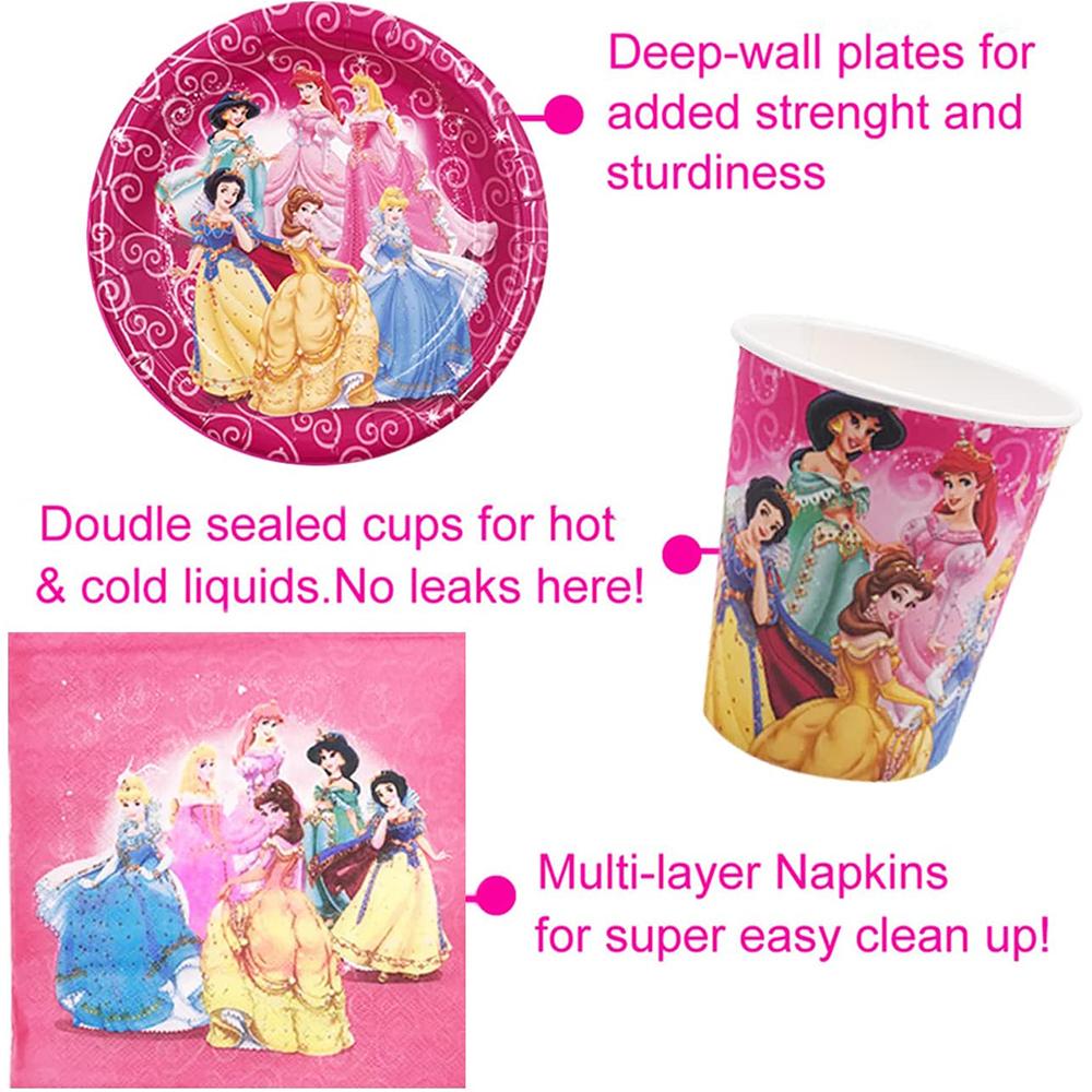 Disney Princesses Themed - Birthday Party Supplies Tableware For 10 Guests
