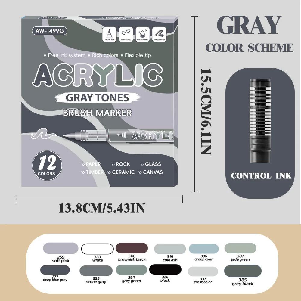 12-288 Colors Acrylic Paint Pen Marker Brush Tip Paint Marker For Rock Painting Wood Canvas Stone Christmas Gift DIY Craft