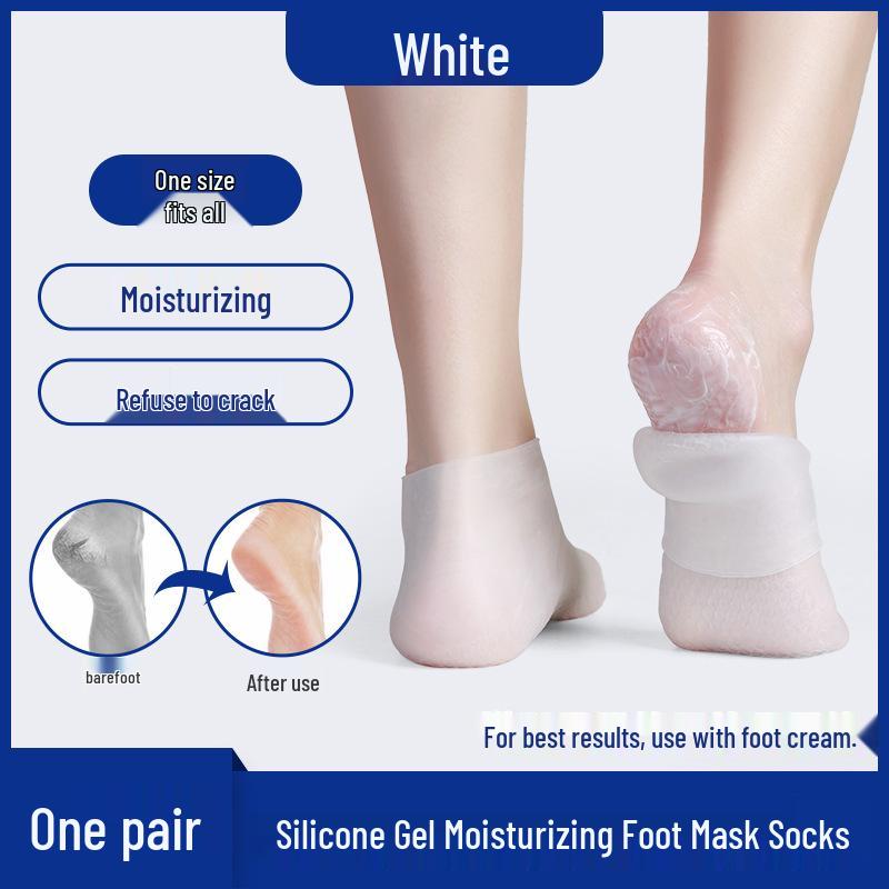 Silicone Heel Protector for Moisturizing and Healing Dry, Cracked Feet - Soft Gel Foot Mask Socks