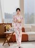 Internet-famous spring and autumn new ice and snow silk sweet floral women's high-luxury long-sleeve set loungewear pajamas