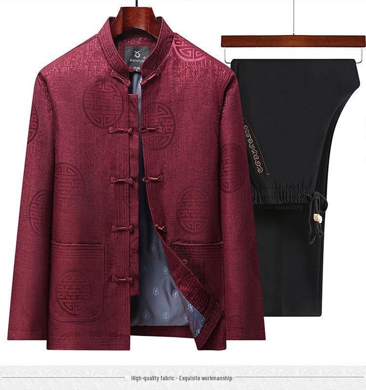 Men's Tang Suit Jacket: Retro Spring/Fall Outfit for Middle-Aged and Elderly - Ideal Birthday Gift for Dad/Grandpa