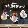 Halloween, Cute, White, Ghost, English Window Sticker, Convenience Store Decoration, Removable, Static Sticker, Party Decoration Sticker