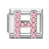 1pz Micro Intarsiato Zirconia Rosa Full Zircone 26 Lettere Inglesi Fascino Italiano Adatto Bracciale in Acciaio Inossidabile da 9mm Gioielli Fai da Te