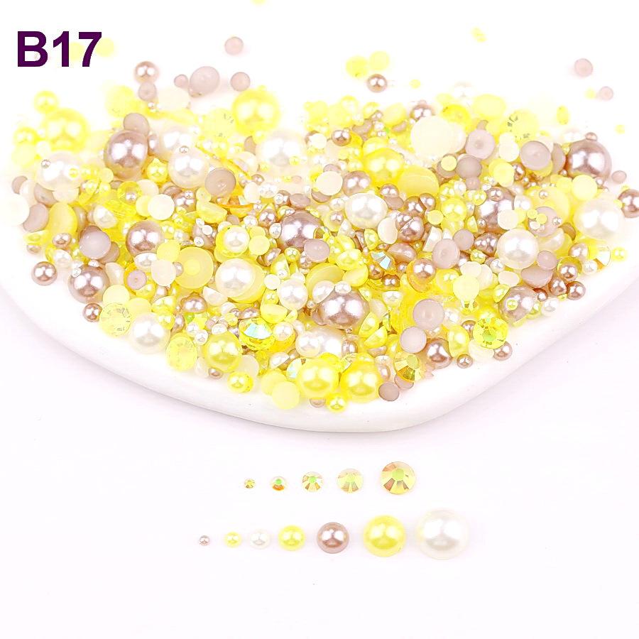 Mixed 2mm-10mm Half-Round AB Plated Resin Pearls - DIY Accessories