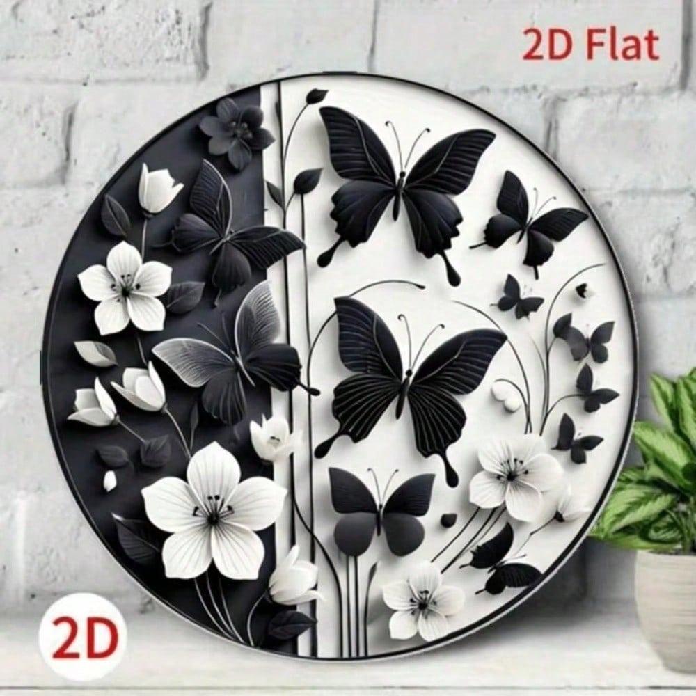 3D Butterfly & Floral Metal Wall Art Stickers, Self-Adhesive Home Decor Removable Peel Stick Art for Room