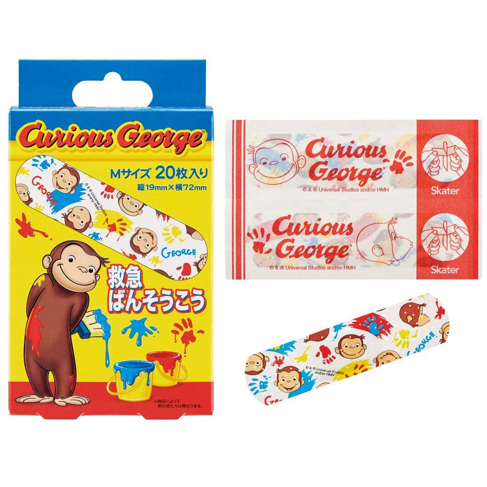 Skater emergency band-aid Curious George M size adhesive bandage cut band 20 pieces QQB1-A
