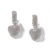 Gold Tone Full Paved Heart Drop Hoop Earrings for Women Trendy Elegant Jewelry