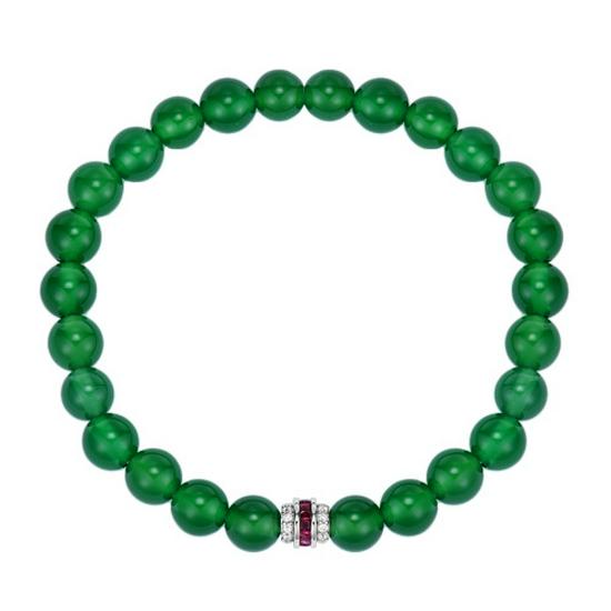 Elegant Green Chalcedony Agate Beaded Bracelet - 6mm & 10mm Beads, New Chinese National Style