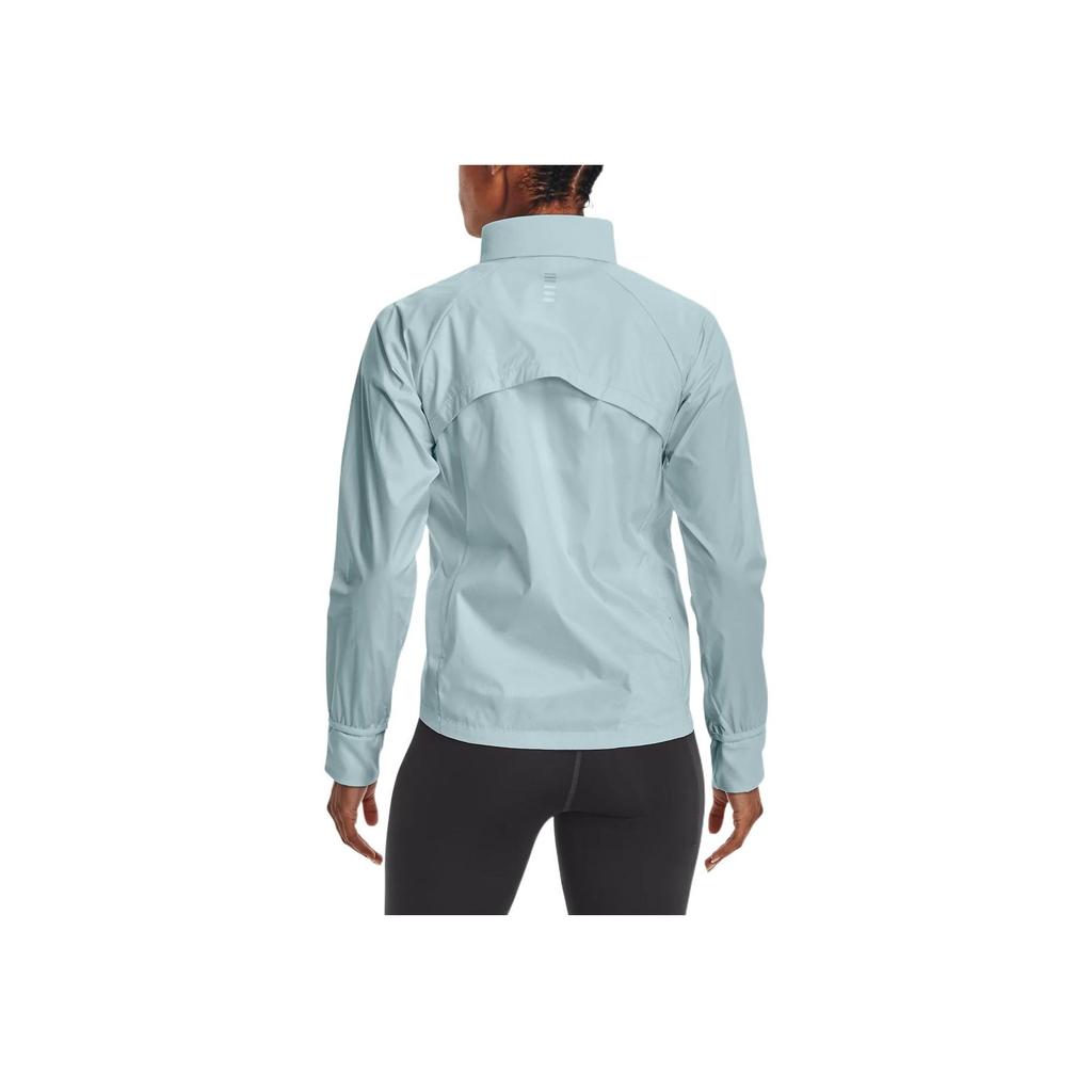 Under Armour Solid Color Logo Stand Collar Long Sleeve Jacket Women jackets Light-Blue 1355812-469
